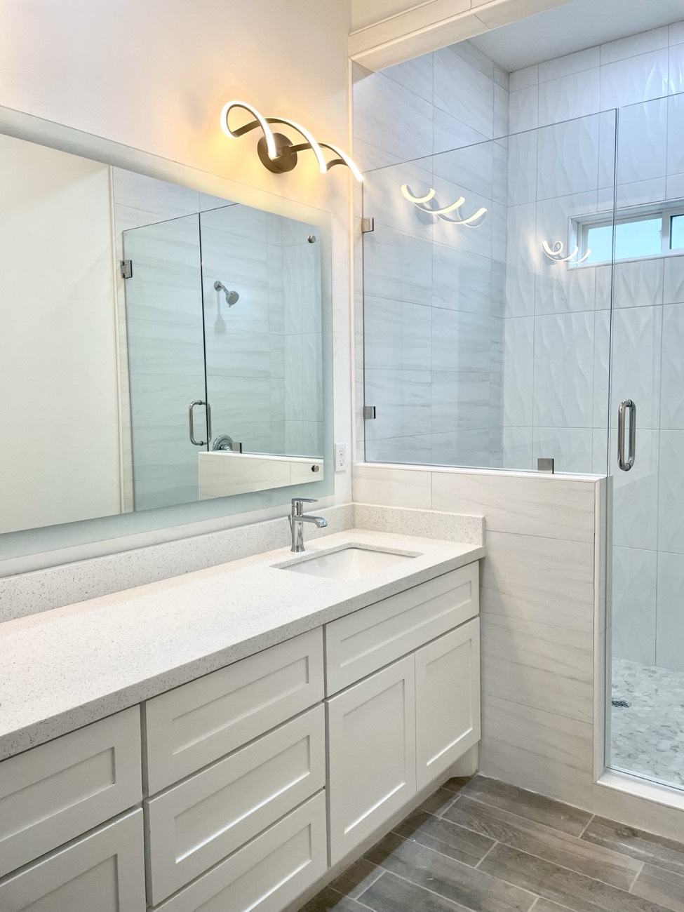 Marble finishes and custom cabinetry in a kitchen