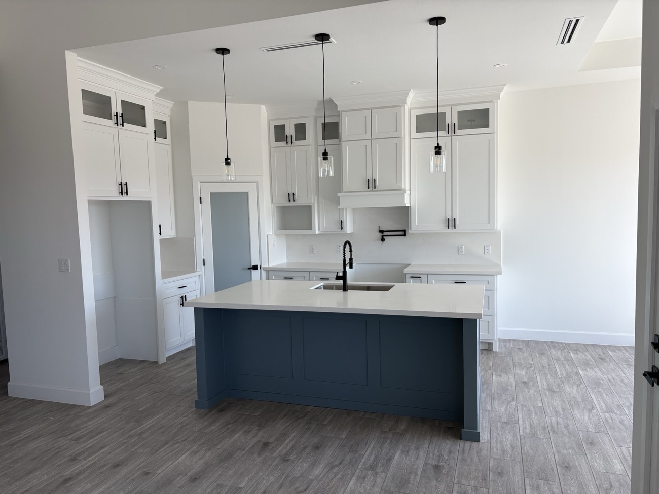 Open-concept kitchen with large island